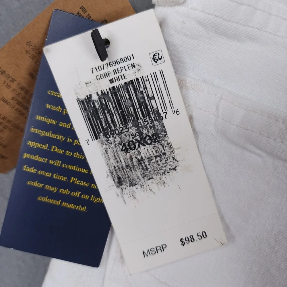 Polo Ralph Lauren Varick Slim Straight White Garment Dyed Stretch Jean Men 40x32